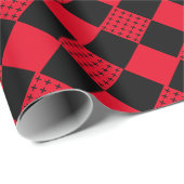 Rotes und schwarzes Büffel, kariert Monogramm, Kar Geschenkpapier (Rolleneckpunkt)
