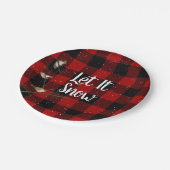 Rotes und schwarzes Büffel - Schneeflocken lassen Pappteller (Schrägansicht)