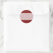 Rotes und schwarzes Damasdesign. Runder Aufkleber (Tasche)