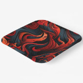 Rotes und Schwarzes Design Pappteller (Gewinkelt)