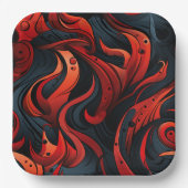 Rotes und Schwarzes Design Pappteller (Vorderseite)