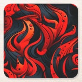 Rotes und Schwarzes Design Rechteckiger Pappuntersetzer (Vorderseite)