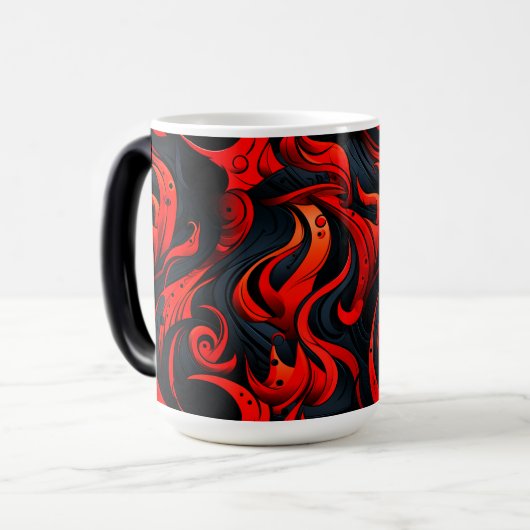 Rotes und Schwarzes Design Verwandlungstasse (Vorderseite Links)
