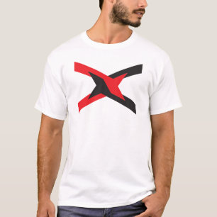 Rotes und schwarzes Einheitsbuchstaben-X-Monogramm T-Shirt