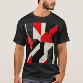 Rotes und schwarzes geometrisches Design T-Shirt