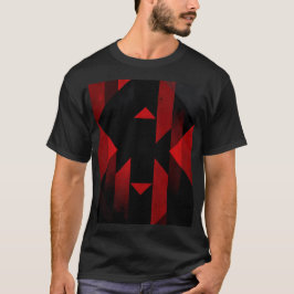 Rotes und schwarzes geometrisches Design T-Shirt