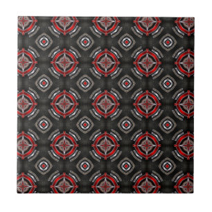 Rotes und schwarzes geometrisches Muster Fliese