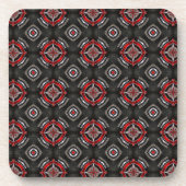 Rotes und Schwarzes geometrisches Muster Getränkeuntersetzer (Vorderseite)
