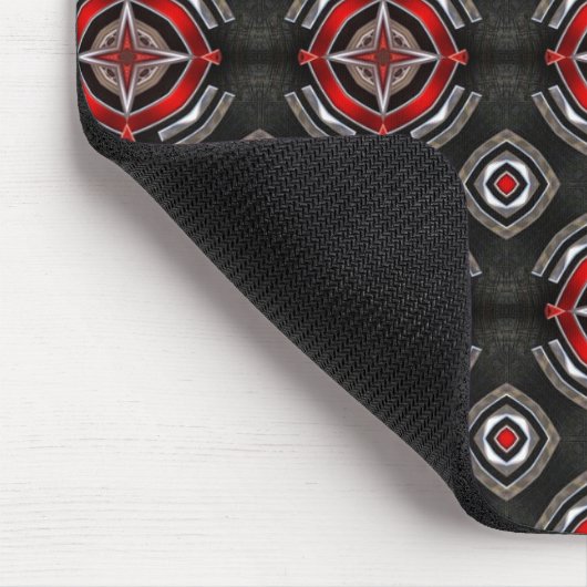 Rotes und Schwarzes geometrisches Muster Mousepad (Ecke)