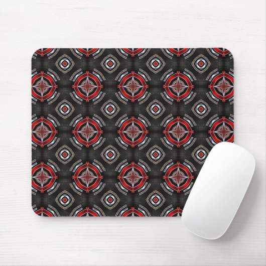 Rotes und Schwarzes geometrisches Muster Mousepad (Mit Mouse)