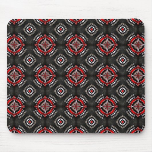 Rotes und Schwarzes geometrisches Muster Mousepad (Vorne)