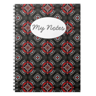 Rotes und schwarzes geometrisches Muster Notizblock