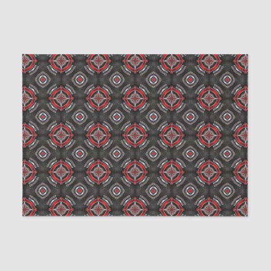 Rotes und Schwarzes geometrisches Muster Seidenpapier (Vorderseite)