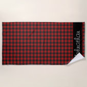 Rotes und schwarzes Gingham-Muster | Strandtuch (Vorderseite)