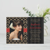 Rotes und schwarzes Goldmarokkaner-16. Einladung (Stehend Vorderseite)