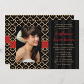 Rotes und schwarzes Goldmarokkaner-16. Einladung (Vorne/Hinten)