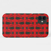 Rotes und schwarzes Goth Katzen-Muster Case-Mate iPhone Hülle (Rückseite (Horizontal))