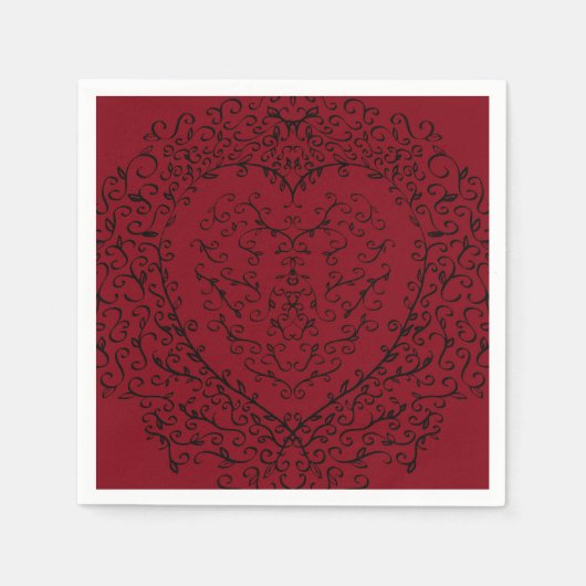 Rotes und schwarzes Gotisches Herz - Elegante Hoch Serviette (Vorderseite)
