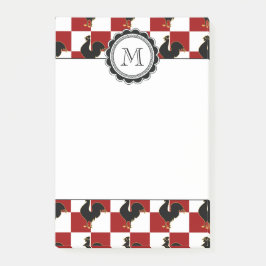 Rotes und schwarzes Hahn-Huhn-Muster Post-it Klebezettel