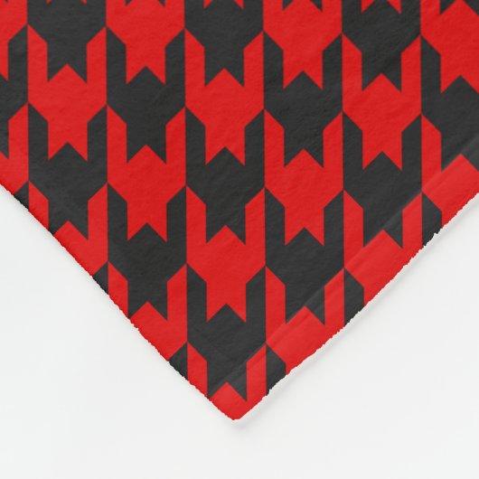 Rotes und schwarzes Hahnentrittmuster-Muster Fleecedecke (Ecke)