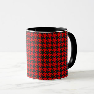 Rotes und schwarzes Hahnentrittmuster-Muster Tasse