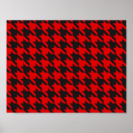 Rotes und Schwarzes Hahnentrittmuster Poster (Vorne)