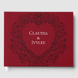 Rotes und Schwarzes Herz Gothic Wedding Gästebuch