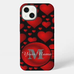 Rotes und schwarzes Herz Muster personalisiert iPhone 13 Hülle