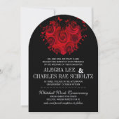 Rotes und Schwarzes Herz Rose Butterfly Hochzeiten Einladung (Vorderseite)