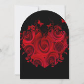 Rotes und Schwarzes Herz Rose Butterfly Hochzeiten Einladung (Rückseite)
