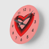 Rotes und schwarzes Herz Runde Wanduhr (Winkel)