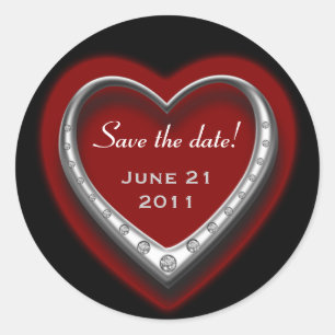 Rotes und schwarzes Herz Save the Date Aufkleber