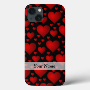 Rotes und schwarzes Herzmuster iPhone 13 Hülle