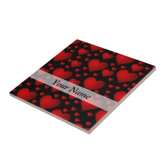 Rotes und schwarzes Herzmuster Fliese (Seite)