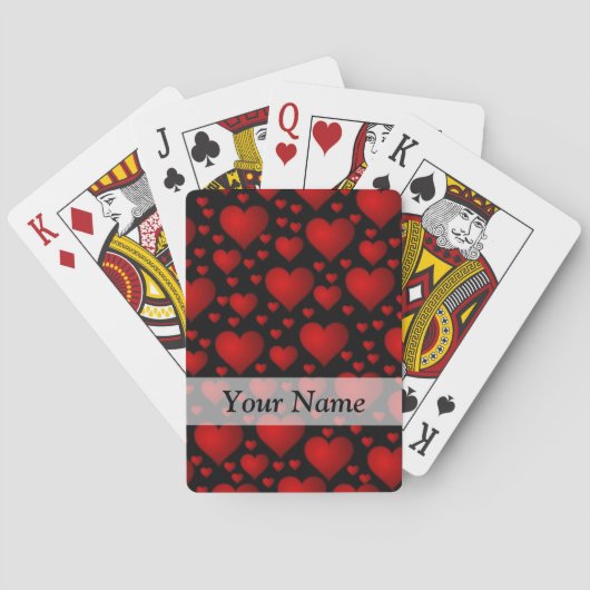 Rotes und schwarzes Herzmuster Spielkarten (Rückseite)