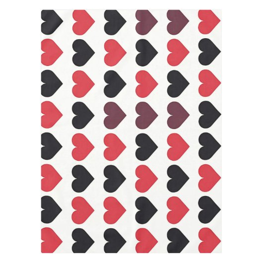 Rotes und schwarzes Herzmuster Tischdecke (Vorderseite)