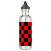 Rotes und schwarzes kariertes Muster Edelstahlflasche (Links)