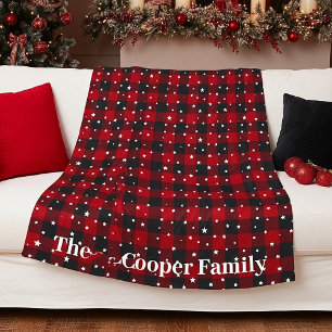 Rotes und schwarzes Karo mit personalisierten Ster Fleecedecke