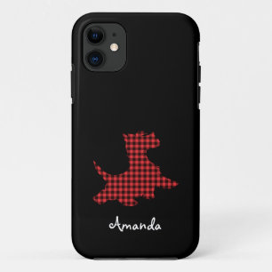 Rotes und schwarzes Karo Scottie-Hund-Handyhülle Case-Mate iPhone Hülle