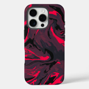 Rotes und schwarzes Marmor-Strudel-Abstrakt-Handyh iPhone 16 Pro Hülle