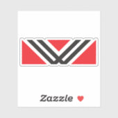 Rotes und schwarzes minimales Buchstabe W Monogram Aufkleber (Blatt)