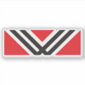 Rotes und schwarzes minimales Buchstabe W Monogram Aufkleber (Vorderseite)