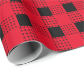 rotes und schwarzes modernes Büffel kariert Monogr Geschenkpapier (Rolleneckpunkt)