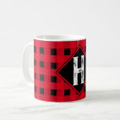 rotes und schwarzes modernes Büffel kariert Monogr Kaffeetasse (Vorderseite Links)