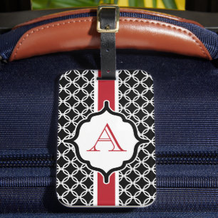 Rotes und schwarzes monogrammiertes Gepäckanhänger