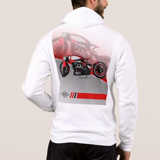 ROTES UND SCHWARZES MOTORRAD HOODIE (Rückseite)
