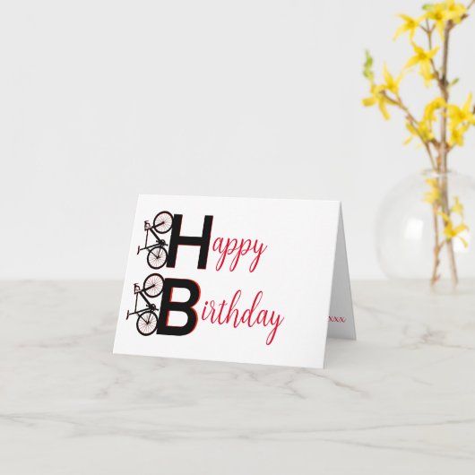 Rotes und schwarzes Mountainbike MTB zum Geburtsta Karte (Gelbe Blume)