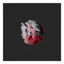 Rotes und Schwarzes Mujina Illustration Glossy Pos Poster