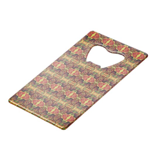 Rotes und schwarzes Muster Geldbeutel Flaschenöffner (Vorderseite Schrägansicht)