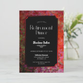 Rotes und schwarzes Party für die Altersversorgung Einladung (Stehend Vorderseite)